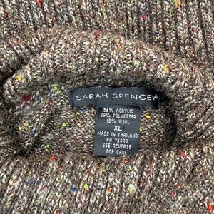 Sarah Spencer Brown Marled Knit Sweater with Multicolor Flecks